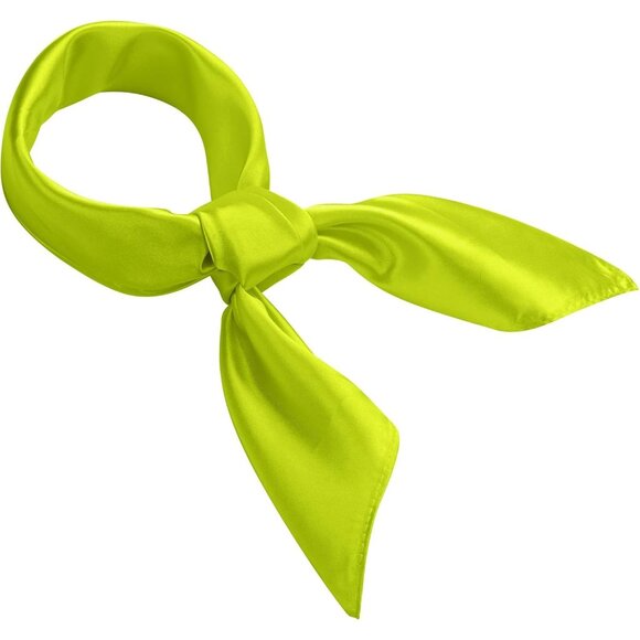 Women's Green Silk Feeling Scarf 23.6'' Square Satin Scarf Neck Head Bandana - Picture 5 of 7